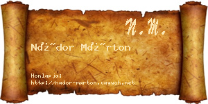 Nádor Márton névjegykártya