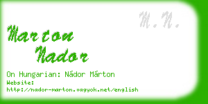 marton nador business card